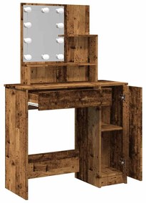 antik fa színű LED.es fésülködőasztal 86,5 x 35 x 136 cm