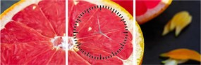 Szeletelt grapefruit képe (órával) (90x30 cm)