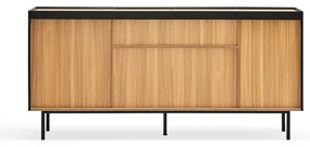 Fekete alacsony komód tölgyfa dekorral 165x78 cm Arista – Teulat
