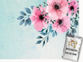 Fotótapéta Flizelina Akvarell Természet Rózsaszín Festett Virágok 300x210 ragasztó