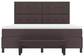 vidaXL Boxspring ágy matraccal és paddal, sötétbarna, 180x200 cm szövet