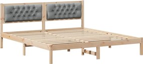 vidaXL Ágykeret fejtámlával Világosszürke 160 x 200 cm Tömör fenyőfa