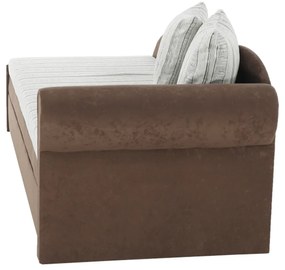 Egyszemélyes heverő ágyfunkcióval, barna/arany/minta, jobbos, AGA D