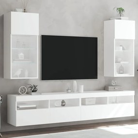 2 db fehér TV-szekrény LED-világítással 40,5 x 30 x 90 cm