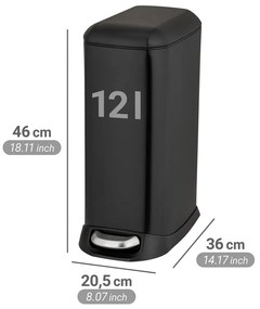 Matt fekete acél pedálos szemetes 12 l Design – Wenko