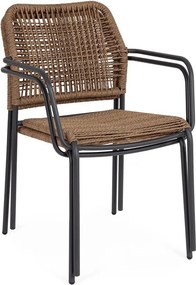 Sötétszürke-natúr színű fém kerti szék Jable – Bizzotto