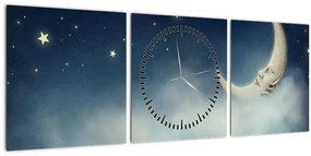 Kép - Hold csillagokkal (órával) (90x30 cm)