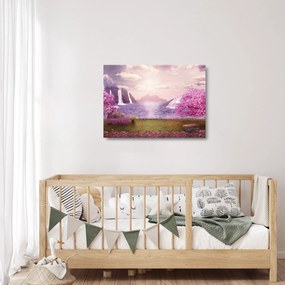 Rózsaszín fák képe fóval (üvegen) (70x50 cm)