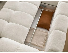 Fehér zsenília kinyitható-tárolóhelyes sarokkanapé (bal oldali-L alakú) Everest – Bobochic Paris