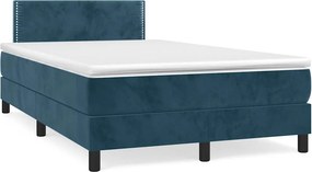vidaXL sötétkék bársony rugós ágy matraccal 120 x 200 cm