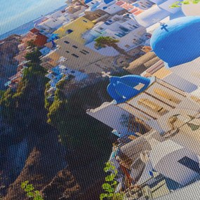 Kép - Santorini, Görögország (órával) (90x30 cm)