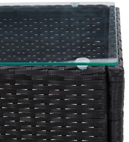 fekete polyrattan dohányzóasztal 60 x 40 x 36 cm