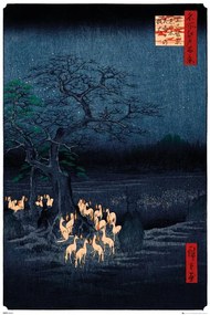 Plakát Hiroshige - New Years Eve Foxfire, Hiroshige Utagawa