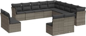 vidaXL 12 részes szürke polyrattan kerti ülőgarnitúra párnákkal