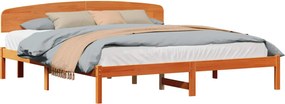 vidaXL Ágykeret fejtámlával Faggyú barna 180 x 200 cm Tömör fenyőfa