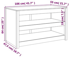 fekete tömör fenyőfa kültéri konyhaszekrény 106x55x64 cm