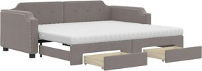 vidaXL tópszínű kihúzható bársonyheverő fiókokkal 80 x 200 cm