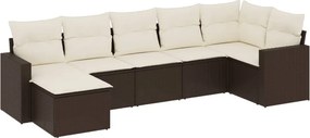 vidaXL 7 részes barna polyrattan kerti ülőgarnitúra párnákkal