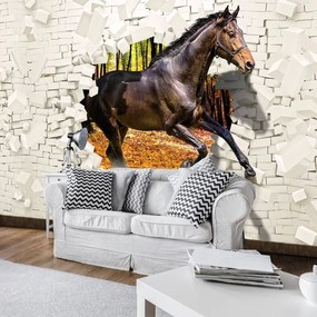 Fotótapéta - A ló kiugrott a falból - 3D (152,5x104 cm)
