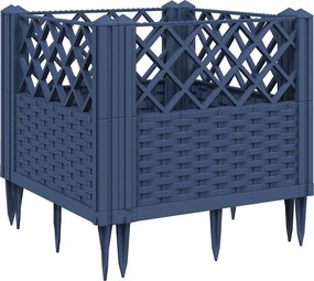 vidaXL kékszürke PP kerti virágláda cövekekkel 43,5 x 43,5 x 43,5 cm