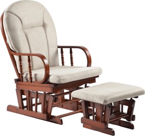 Hintaszék lábtartóval, dió/bézs, TALMAN