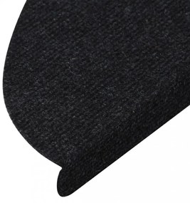 15 db fekete öntapadó lépcsőszőnyeg 65x22,5x3,5 cm