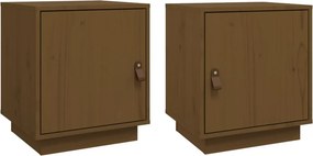 vidaXL 2 db mézbarna tömör fenyőfa éjjeliszekrény 40 x 34 x 45 cm