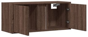 barna tölgyszínű fali TV-szekrény LED-del 80x31x35 cm