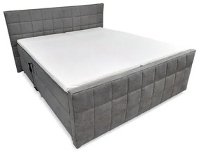Elektromosan állítható kárpitozott HELEN ágy matracokkal és topperrel, 180×200 cm, szürke