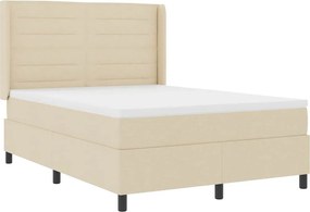 vidaXL LED Box Spring Ágy matracmal Krém 140 x 200 cm szövet