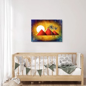 Festett egyiptomi piramisok képe (üvegen) (70x50 cm)