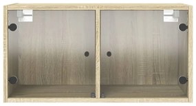 2 db sonoma tölgy színű faliszekrény üvegajtókkal 68,5x37x35 cm