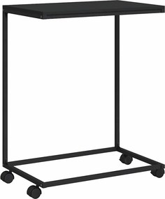 vidaXL fekete szerelt fa kisasztal kerekekkel 55x35x70 cm