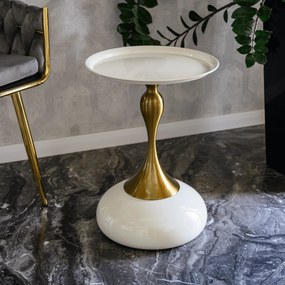 Kisasztal, fehér Ivory/arany, FEJ