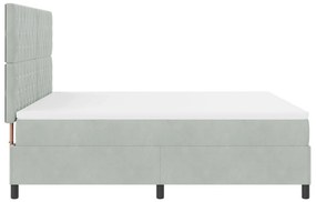 Boxspring ágy matraccal &amp; LED világítással, világosszürke, 180x200 cm, bársonyos