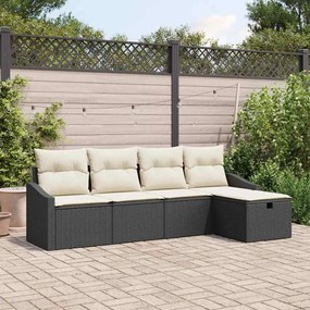 Kerti Kanapé Szett 5 pcs Fekete 233 x 117 x 85 cm Poli rattan