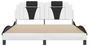 fehér és fekete műbőr ágykeret Viana matrac nélkül 160 x 200 cm