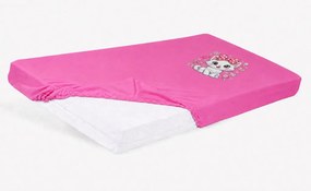 Bébi pamut gumis lepedő 60x120/70x140 - Cica mintával