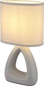 Globo 21731G Asztali lámpa, kerámia szürke, textil szürke, kábel PVC fehér, billenőkapcsoló a kábelen, HxSzxM: 170x100x300mm, kábel hossza 1300mm, 1x E14 40W 230V izzó nélkül