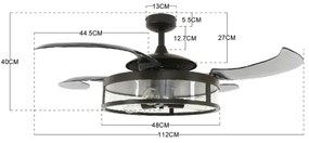 FANAWAY 212927 - LED mennyezeti ventilátor CLASSIC 3xE27/4W/230V fekete + DO