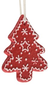 Kerámia függő dekoráció Fa, 9 x 8,7 x 1 cm, pirosmézeskalács