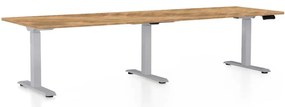 OfficeTech Long állítható magasságú asztal, 260 x 80 cm, szürke alap, arany tölgy