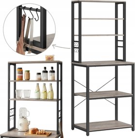 Szürke tömör könyvespolc konyhaszekrény 6 kivehető akasztóval és polccal 167 cm