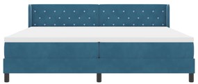 Boxspring Ágy Matrac Kék 200x200 cm Bársony