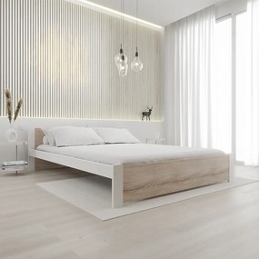 IKAROS ágy 120 x 200 cm, fehér/sonoma tölgy Ágyrács: Ágyrács nélkül, Matrac: Deluxe 10 cm matrac
