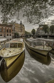 Poszter 56,6x86,4cm Kikötött hajók Amszterdamban 2, Assaf Frank