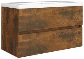 füstös tölgy színű szerelt fa mosdószekrény 80 x 38,5 x 45 cm