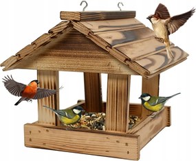 Tömör fából készült napozó madáretető