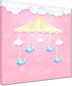 Vászonkép 40x40 Aranyos körhinta madárkákkal