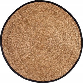 Kerek Fonott Szőnyeg Barna Tengerifűből, Fekete Szegéllyel Ø 100cm
